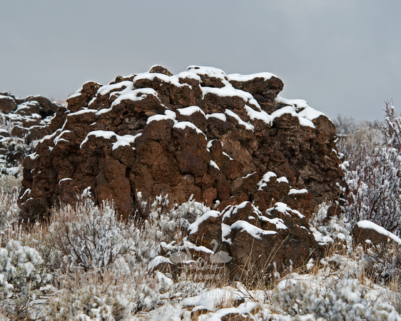 Lava Rock After a Snow